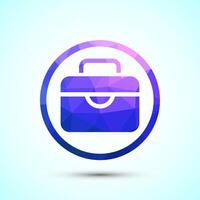 Briefcase icon, bag icon for apps, low poly style vector