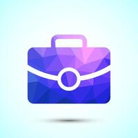 Briefcase icon, bag icon for apps and websites, low poly style vector
