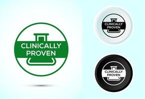 Clinically proven icon, Clinically tested label, Color black and white vector