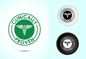 Clinically proven icon design illustration, Clinically tested label, Color black and white vector