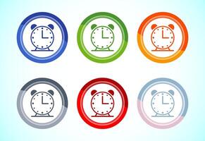 Clock Icon Design, Watch Icon For Apps and Websites, 6 color button design set vector