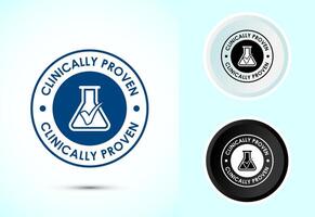Clinically proven icon design, Clinically tested label badge, Color black and white vector