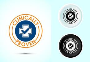 Clinically proven icon, Clinically tested badge, Color black and white vector