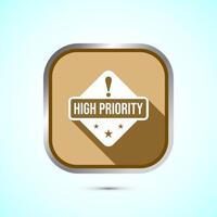 High priority icon design illustration. High priority label badge sign symbol, Gold color shadow button design vector