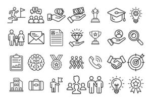 Set of Icons for Business. Headhunting, Recruitment, and Hiring Icon on white background vector