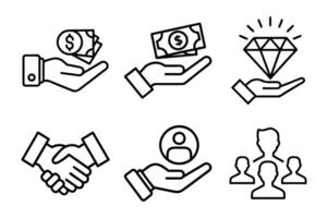 Set of hand icons. Comprehensive Collection of Business and Financial Symbols Icons vector