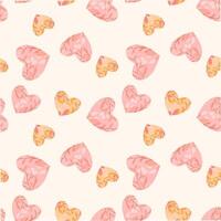 Seamless illustration featuring colorful hearts and leaves on a light background for creative design projects vector