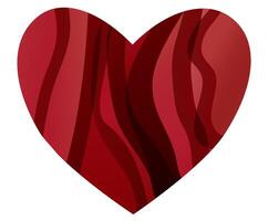 Heart-shaped illustration featuring smooth gradient red and maroon wavy lines for artistic expression vector