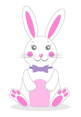 Cheerful easter bunny in playful illustration with pastel colors and a cute bow tie for festive celebrations