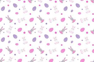 Easter themed seamless pattern featuring bunnies, rabbits, and colorful eggs for festive designs vector