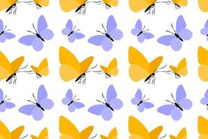Seamless pattern featuring colorful butterflies in dynamic arrangements on a bright background vector