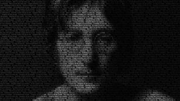 Animation that forms the John Lennon face with the Imagine song letter. video