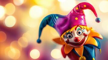 Colorful jester clown with a playful expression photo