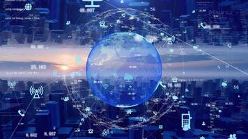 Smart city with 5g network signal coverage video