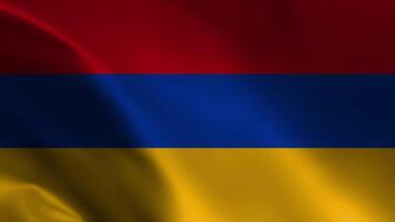 Armenia's national flag waving in the wind in a seamless loop in slow motion animated background video