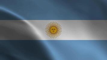 Argentina's flag is slowly waving with visible wrinkles. A fully digital rendering video