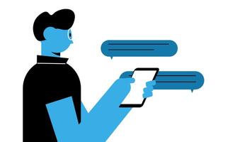Animation of a man having a conversation on a smartphone video