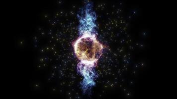 A rotating neutron star on a black background. Abstract animation. video