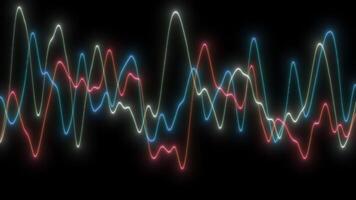 Abstract background of sine wave colored lines. Sinusoids on a black background. video