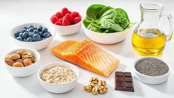 Brain-Boosting Foods. Salmon, Berries, and Veggies for Focus photo