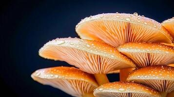 Golden Mushrooms with Sparkling Drops photo