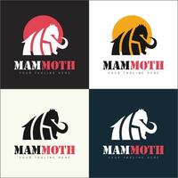 Mammoth M initial elephant logo set silhouette template design vector