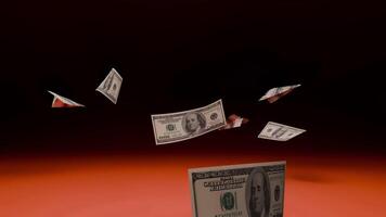 Paper airplane made from hundred-dollar bill video