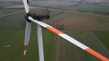 Fire at wind turbine. Concept of irregular maintenance, improved monitoring systems and timely response to faults. Local environmental disaster. Importance of safety at wind power plants video
