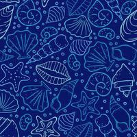Background with seashells and bubbles. Abstract seamless pattern marine design. vector