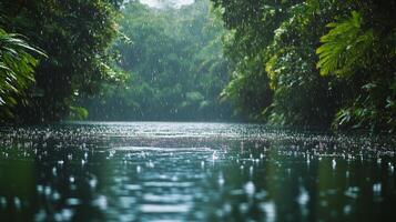 Rainy day in tropical rainforest photo