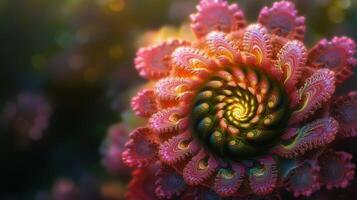 A close up of a flower with a spiral design photo