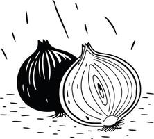 An onion line art vector