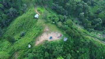 Aerial view of a green forest. Top-view from drone video