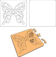 Laser cut template jigsaw puzzle butterfly game diy crafts projects vector