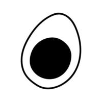 Simple linear half of boiled egg, hand drawn doodle vector