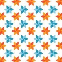 A colorful pattern with orange and blue flowers vector