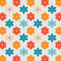 A colorful pattern with flowers on a light blue background vector