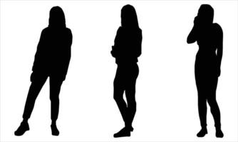 women black silhouette Illustration combo set vector