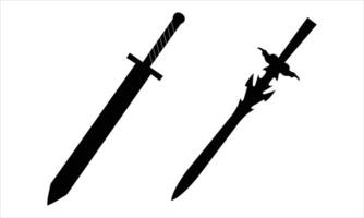 Sword silhouette icon set vector