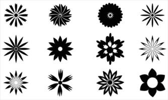 Flower icon silhouette icon set bundle vector