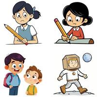 Cartoon children with different activities and activities vector