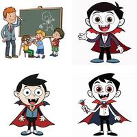 Cartoon vampire characters with different poses vector