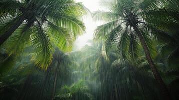 Rainy forest, palm trees, rain, tropical, rainforest, rainforest rain, rain photo