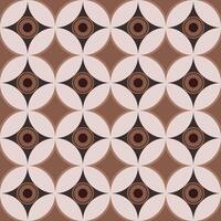 Geometric seamless pattern of circles and stars on chocolate background in mid-century modern style vector