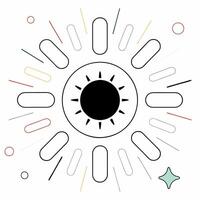 Minimalist Black Sunburst Abstract Graphic, Colorful Rays. vector