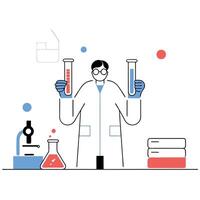 Lab Scientist Line Art Research, Science. vector