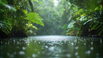 Rainy day in tropical rainforest photo