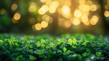 Clover leaves in the sunlight photo