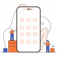 Giant Smartphone App Interface Minimalist Illustration. vector