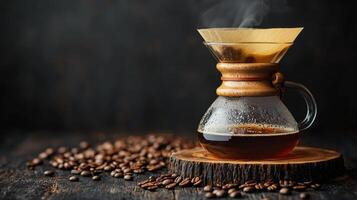 Coffee pour over on dark background photo